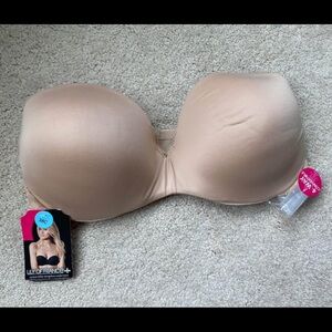 Lily Of France Strapless Underwire Bra with clear straps Light Beige 38C